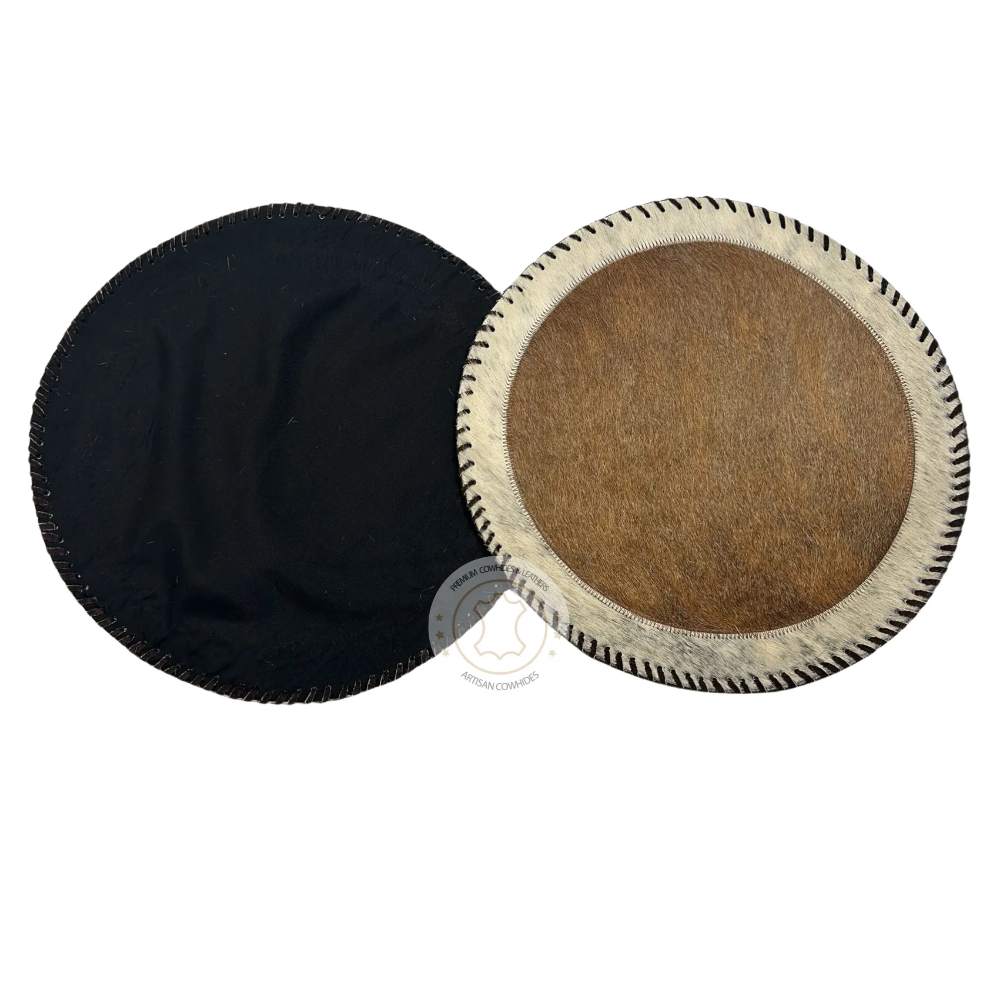 Cowhide Placemats - 16 inches diameter - Set of two, four, six or 8 mats