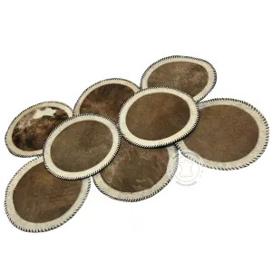 Cowhide Placemats - 16 inches diameter - Set of two, four, six or 8 mats