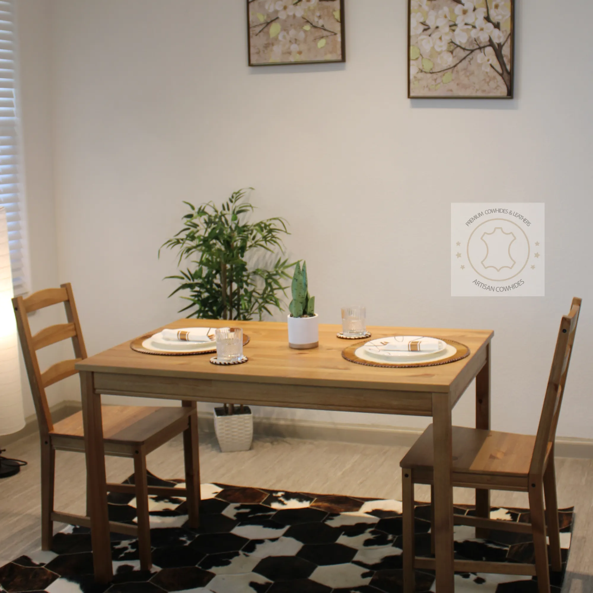 Cowhide Placemats - 16 inches diameter - Set of two, four, six or 8 mats