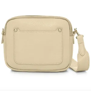Cream Leather Double Zip Cross Body Bag
