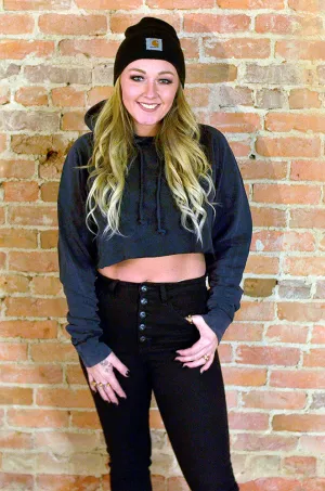Cropped Mineral Hoodie Black