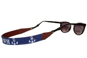 Custom Anchor on Navy Needlepoint Sunglass Straps