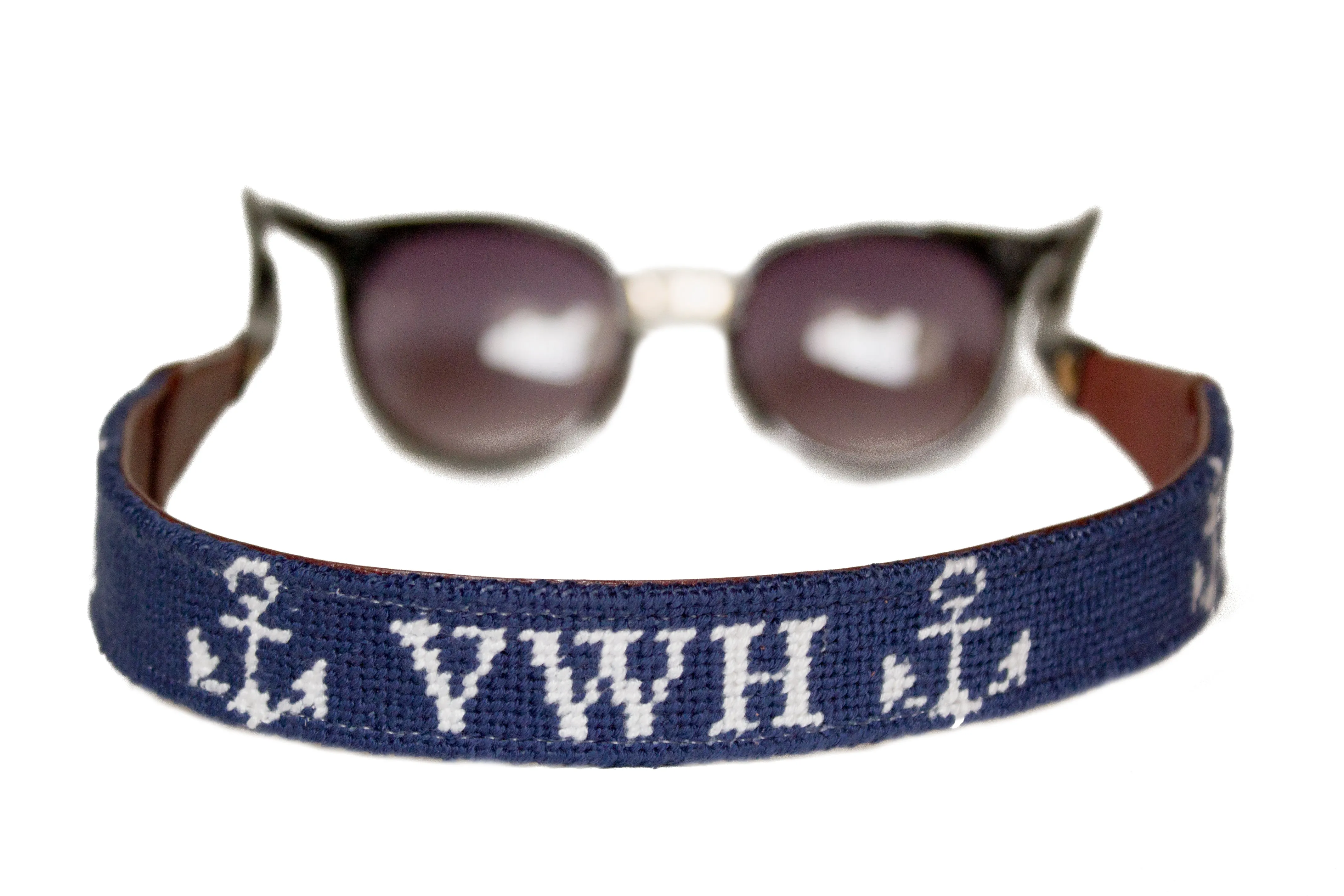 Custom Anchor on Navy Needlepoint Sunglass Straps