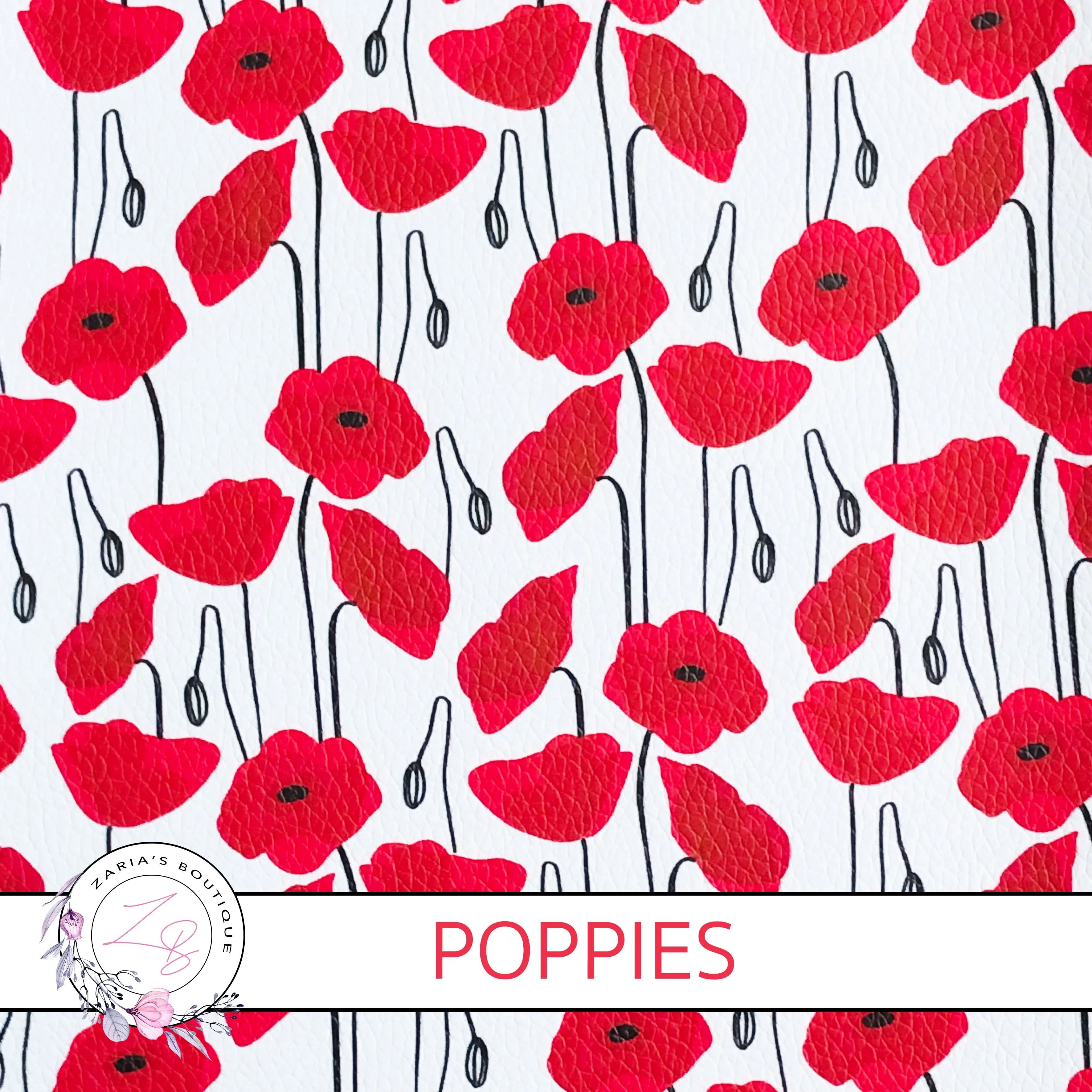 Custom Red Poppy Vegan Faux Leather
