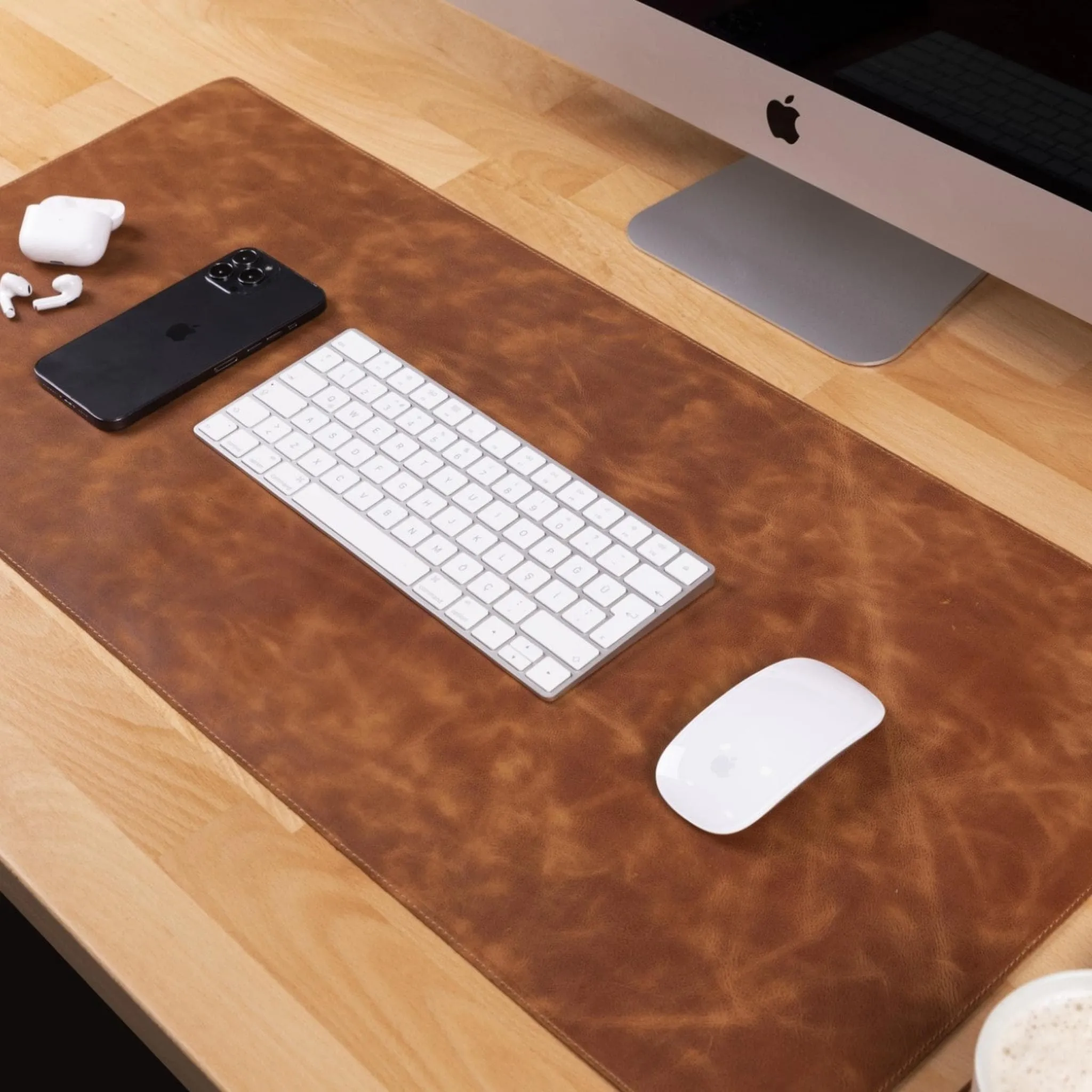 Customizable Full Grain Leather Desk Mat