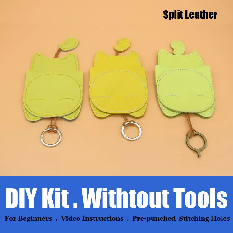 Cute DIY Leather Key Holder Kit DIY Eco Leather Project DIY Red Leather Womens KeyChain DIY Leather KeyRing Kit