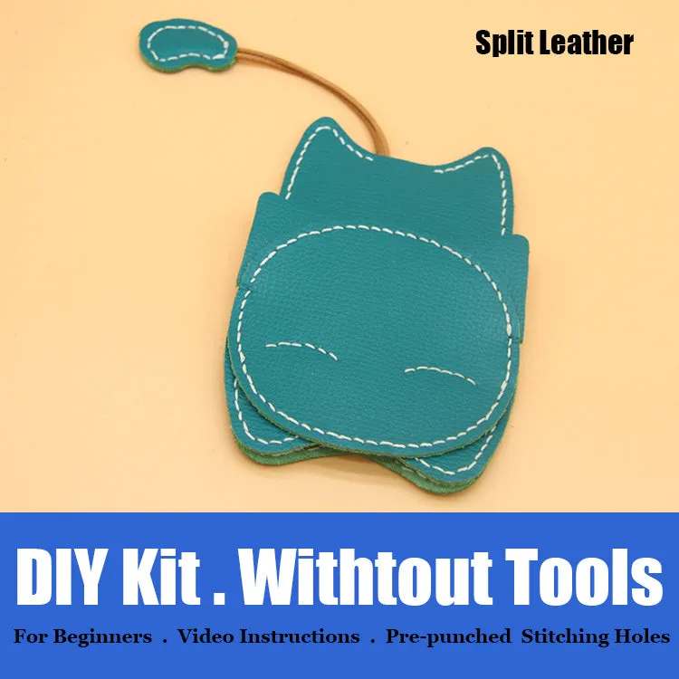 Cute DIY Leather Key Holder Kit DIY Eco Leather Project DIY Red Leather Womens KeyChain DIY Leather KeyRing Kit