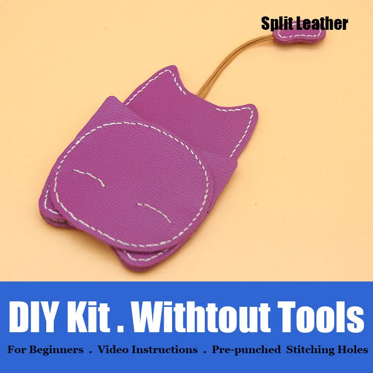 Cute DIY Leather Key Holder Kit DIY Eco Leather Project DIY Red Leather Womens KeyChain DIY Leather KeyRing Kit