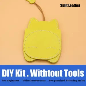 Cute DIY Leather Key Holder Kit DIY Eco Leather Project DIY Red Leather Womens KeyChain DIY Leather KeyRing Kit