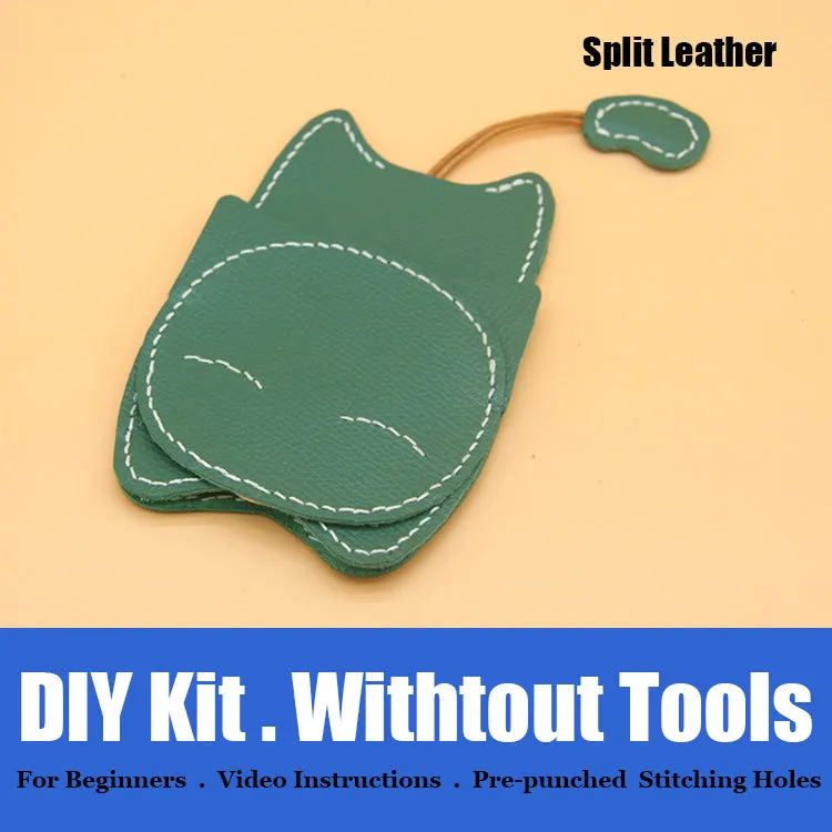 Cute DIY Leather Key Holder Kit DIY Eco Leather Project DIY Red Leather Womens KeyChain DIY Leather KeyRing Kit