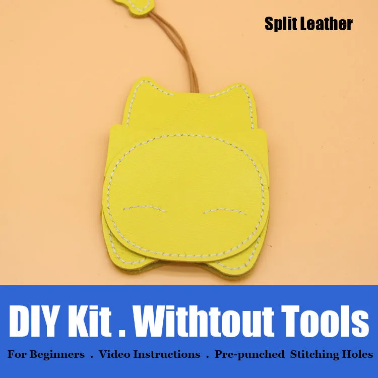 Cute DIY Leather Key Holder Kit DIY Eco Leather Project DIY Red Leather Womens KeyChain DIY Leather KeyRing Kit