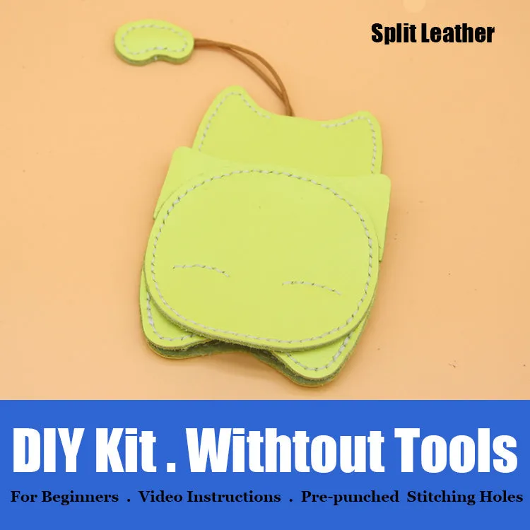 Cute DIY Leather Key Holder Kit DIY Eco Leather Project DIY Red Leather Womens KeyChain DIY Leather KeyRing Kit