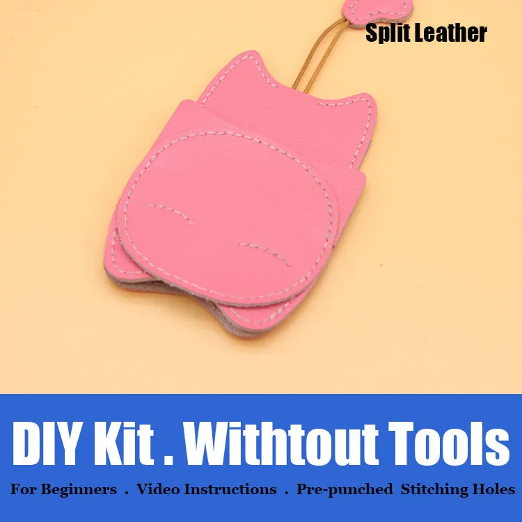 Cute DIY Leather Key Holder Kit DIY Eco Leather Project DIY Red Leather Womens KeyChain DIY Leather KeyRing Kit