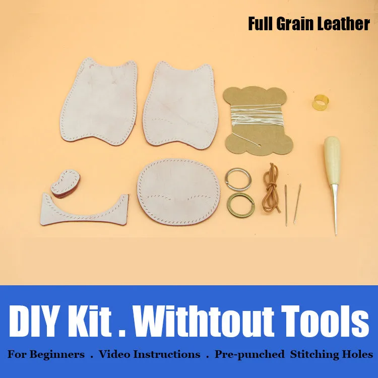 Cute DIY Leather Key Holder Kits DIY Waxed Leather Project DIY Leather Womens KeyChain DIY Leather KeyRing Kit