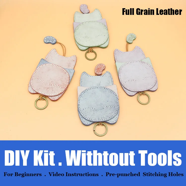 Cute DIY Leather Key Holder Kits DIY Waxed Leather Project DIY Leather Womens KeyChain DIY Leather KeyRing Kit