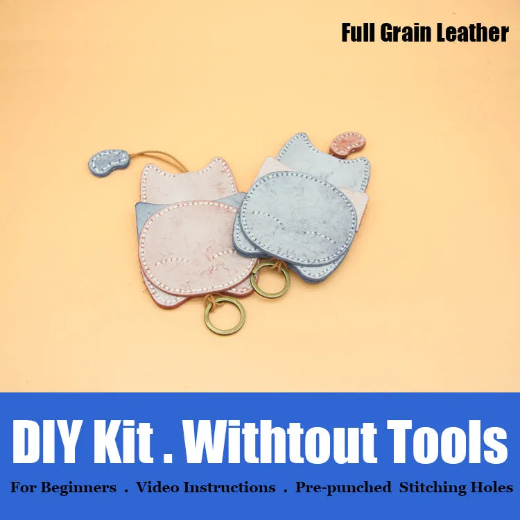 Cute DIY Leather Key Holder Kits DIY Waxed Leather Project DIY Leather Womens KeyChain DIY Leather KeyRing Kit