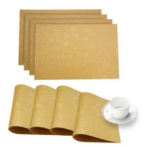 Dainty Home Susan Faux Leather Look Textured Damask Embossed Designed 12" x 18" Rectangle Placemats
