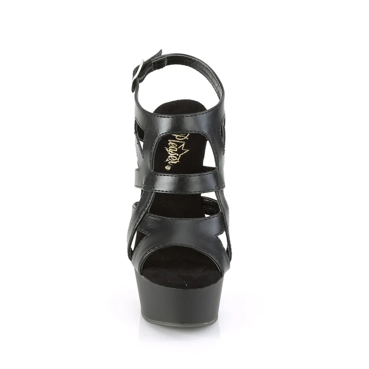 DELIGHT-644  Black Faux Leather/Black Matte