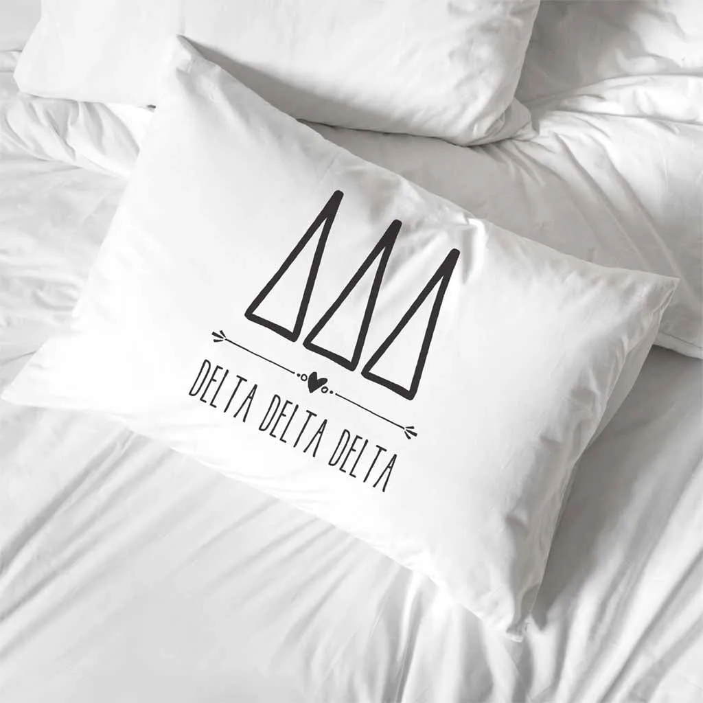 Delta Delta Delta Boho Greek Letters and Name Pillowcase