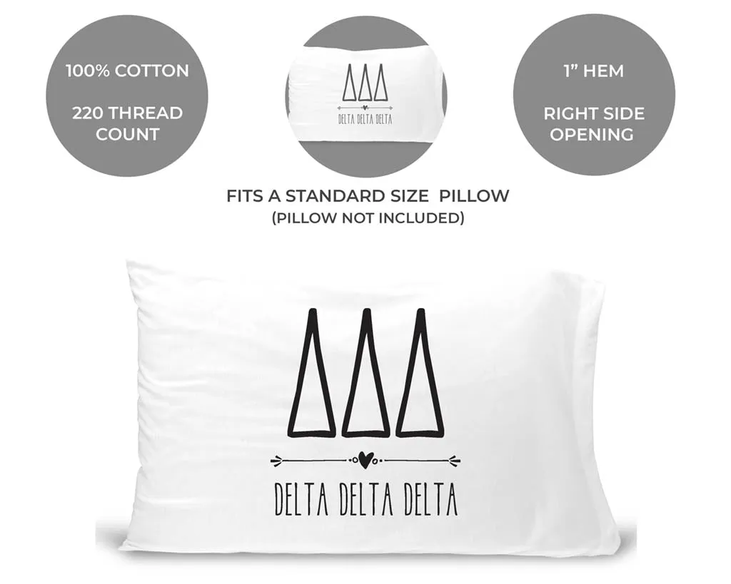 Delta Delta Delta Boho Greek Letters and Name Pillowcase