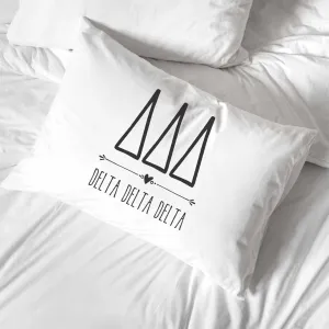 Delta Delta Delta Boho Greek Letters and Name Pillowcase