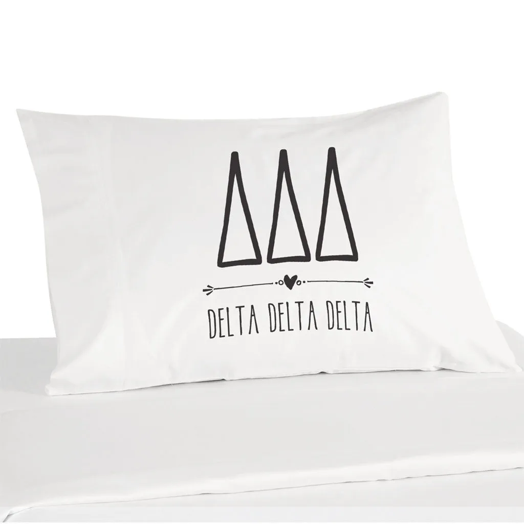 Delta Delta Delta Boho Greek Letters and Name Pillowcase