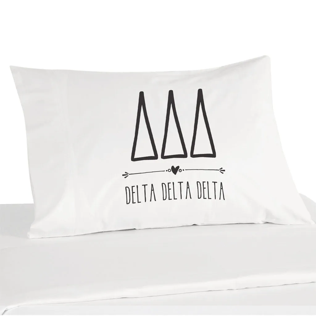 Delta Delta Delta Boho Greek Letters and Name Pillowcase
