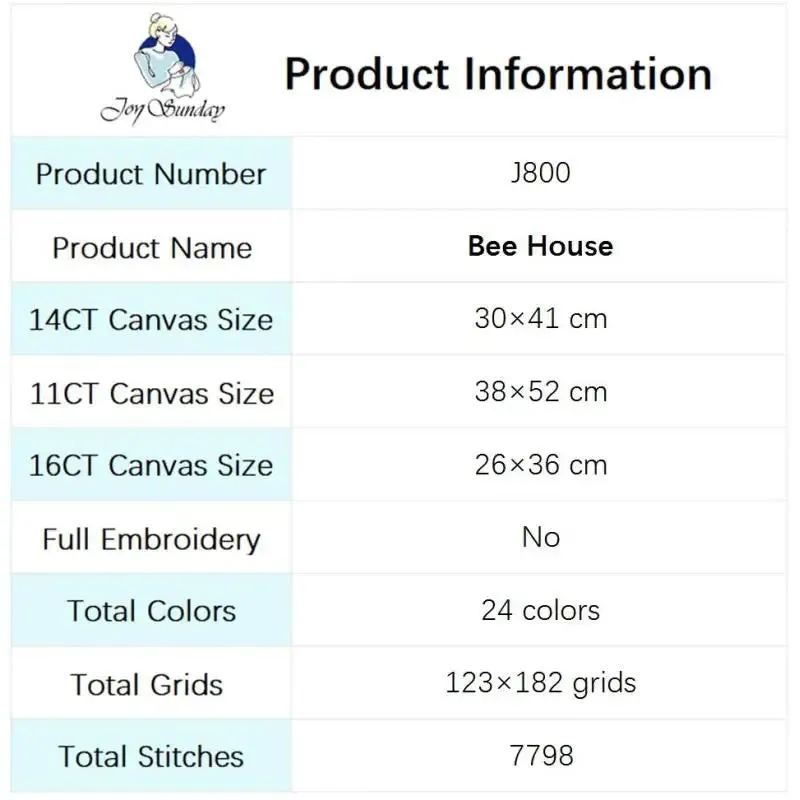 DIY Bee House Cross Stitch Kit - Cartoon Pattern Stamped Canvas for Handmade Embroidery
