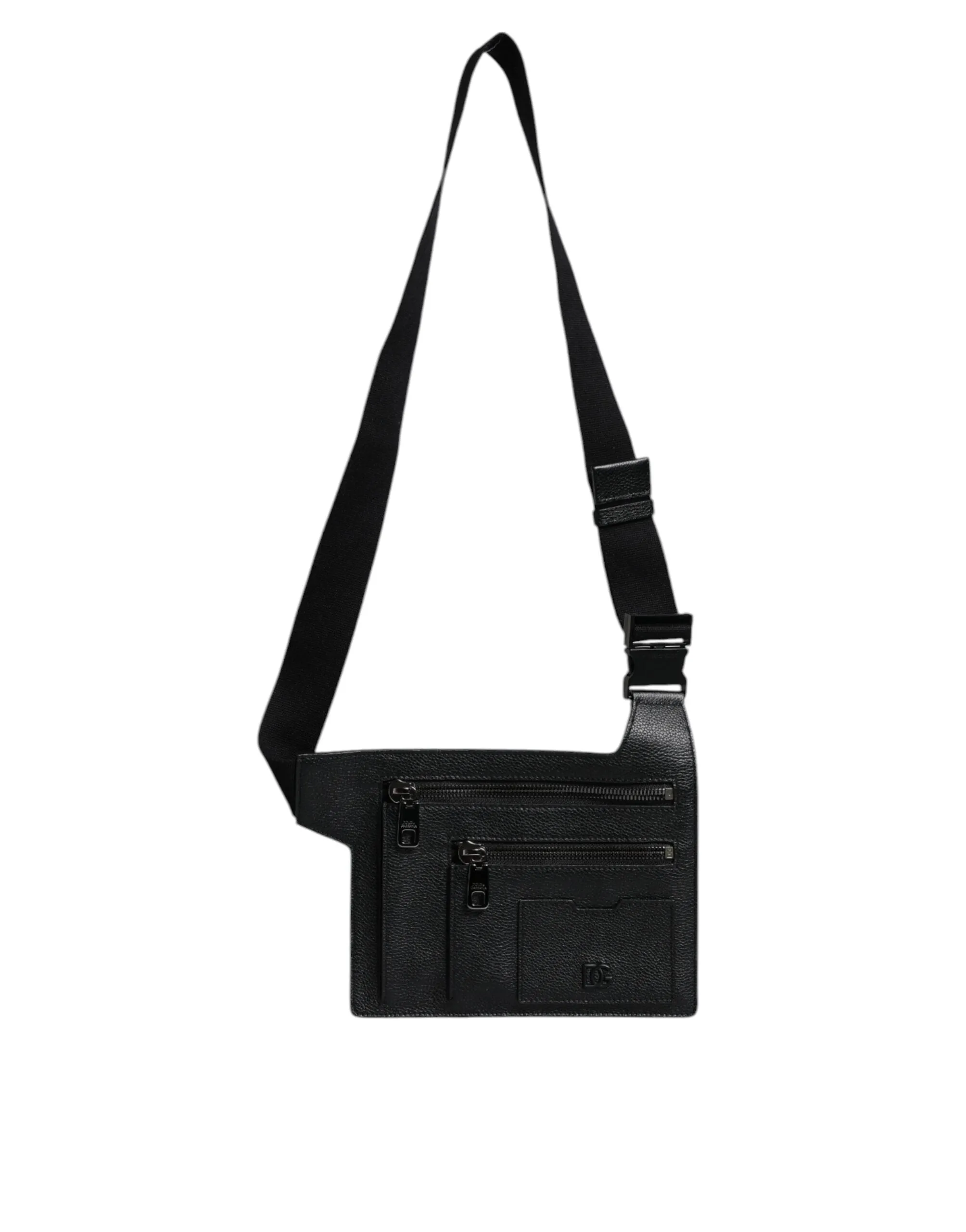 Dolce & Gabbana Black Calfskin Leather Messenger Crossbody Bag
