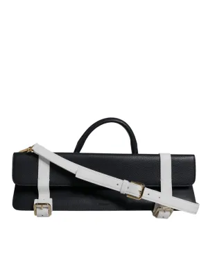Dolce & Gabbana Blue White Calfskin Leather Crossbody Shoulder Bag