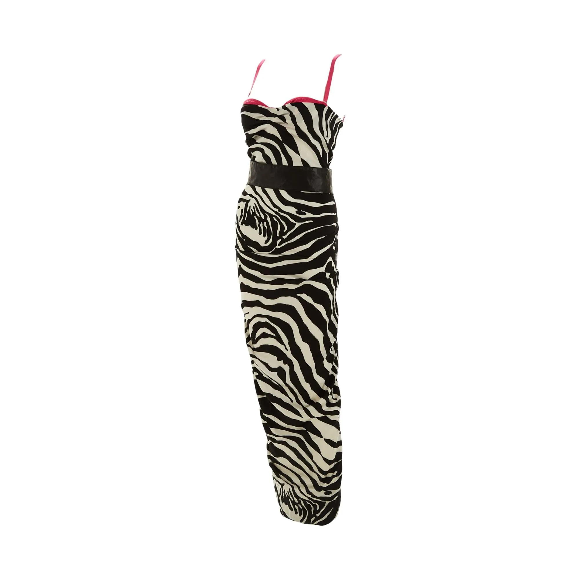 Dolce & Gabbana Silk Zebra Print Belted Dress