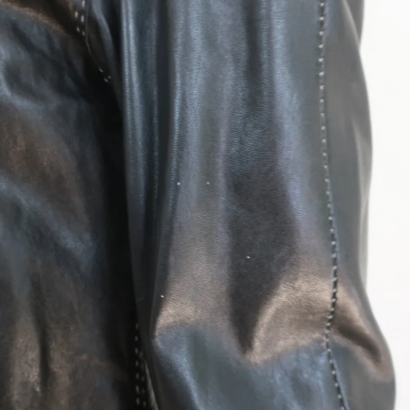 Donna Karan Biker Jacket Black Topstitched Leather Size US 4
