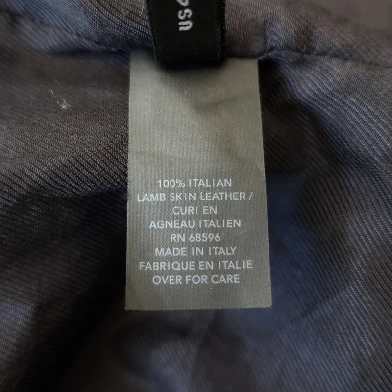 Donna Karan Biker Jacket Black Topstitched Leather Size US 4