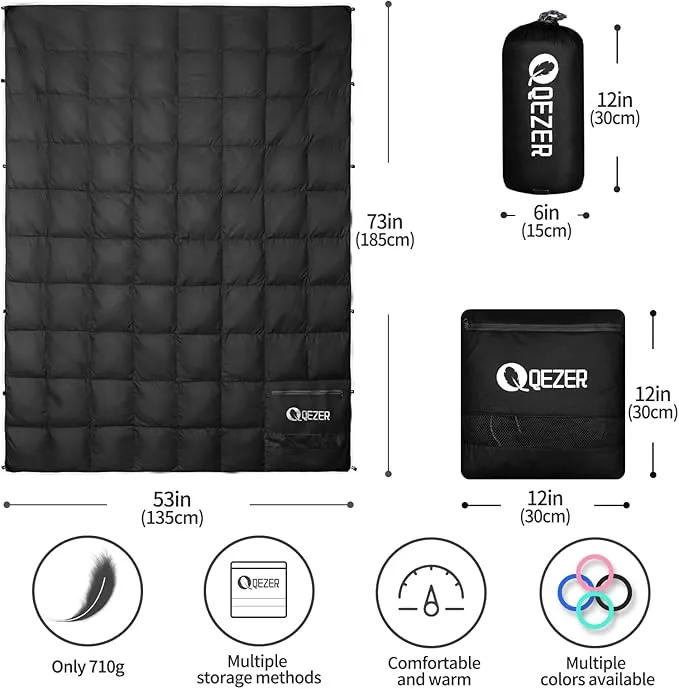 Down Camping Blanket,600 Fill Power，Foldable Into a Pillow,Light，It is The Best Choice for Outdoor Activities, Picnics, Beaches, and Travel.
