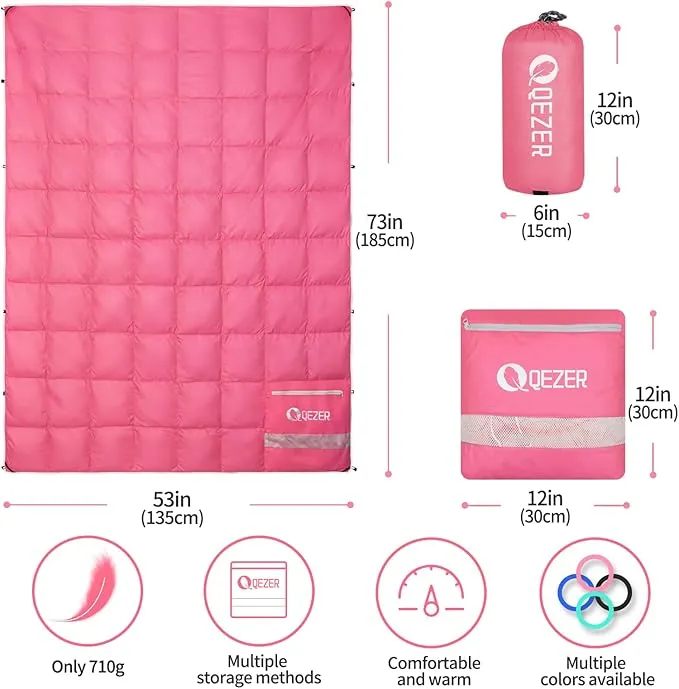 Down Camping Blanket,600 Fill Power，Foldable Into a Pillow,Light，It is The Best Choice for Outdoor Activities, Picnics, Beaches, and Travel.