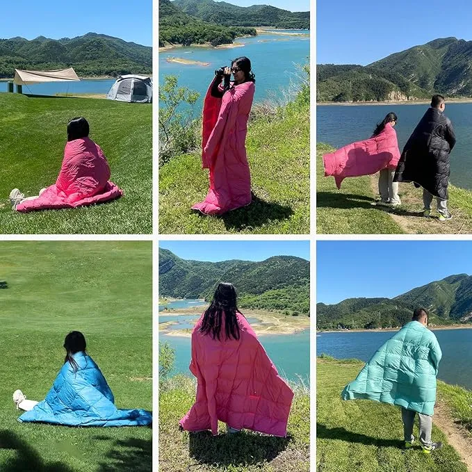 Down Camping Blanket,600 Fill Power，Foldable Into a Pillow,Light，It is The Best Choice for Outdoor Activities, Picnics, Beaches, and Travel.