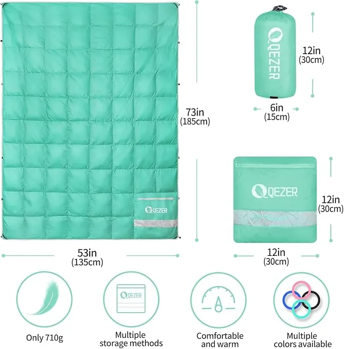 Down Camping Blanket,600 Fill Power，Foldable Into a Pillow,Light，It is The Best Choice for Outdoor Activities, Picnics, Beaches, and Travel.