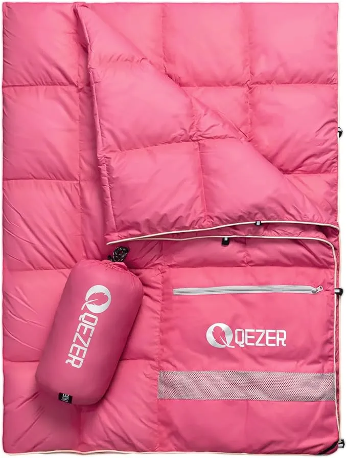 Down Camping Blanket,600 Fill Power，Foldable Into a Pillow,Light，It is The Best Choice for Outdoor Activities, Picnics, Beaches, and Travel.