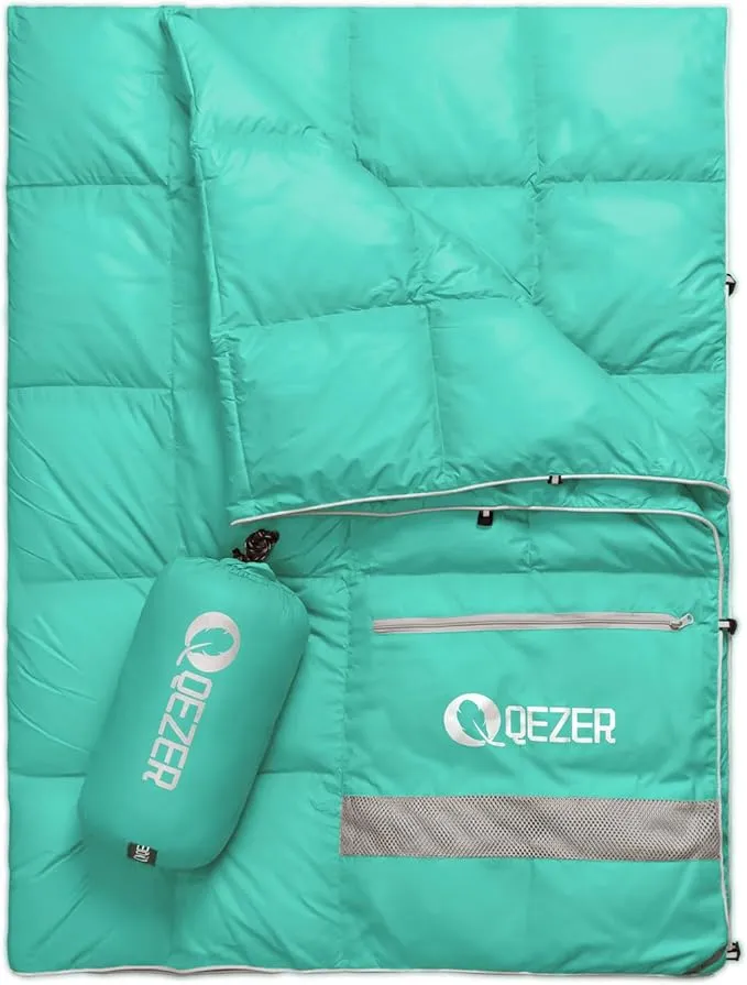 Down Camping Blanket,600 Fill Power，Foldable Into a Pillow,Light，It is The Best Choice for Outdoor Activities, Picnics, Beaches, and Travel.