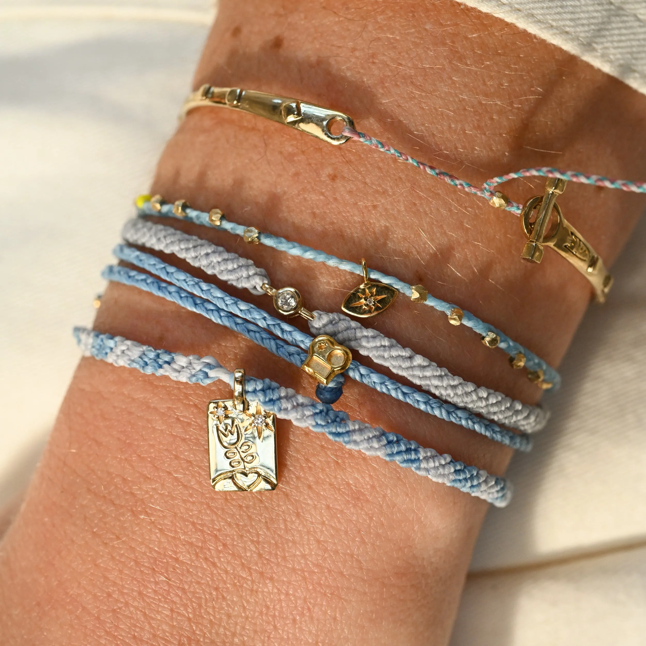 Easygoing Diamond Eye Charm Bracelet in Sky Blue