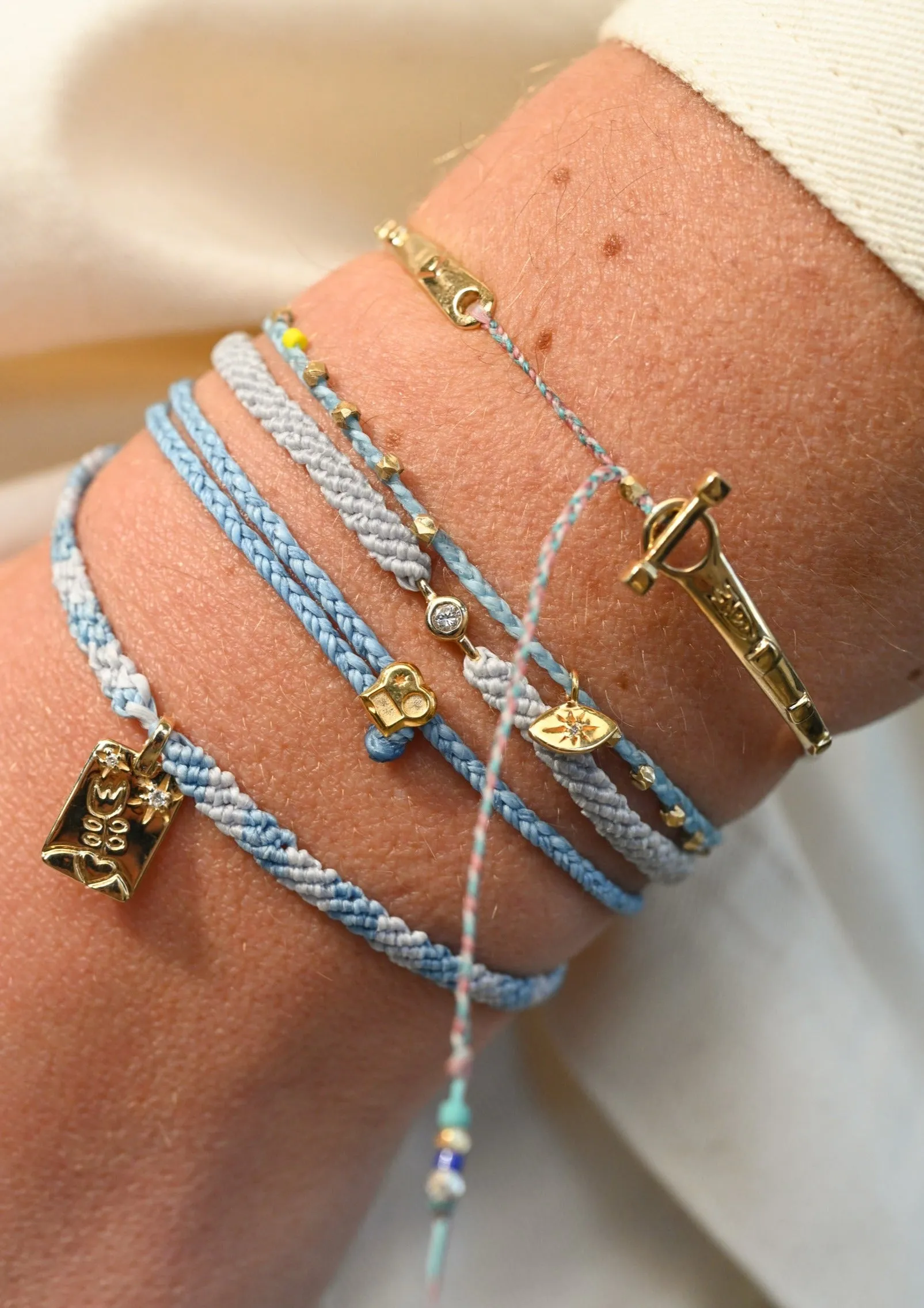 Easygoing Diamond Eye Charm Bracelet in Sky Blue