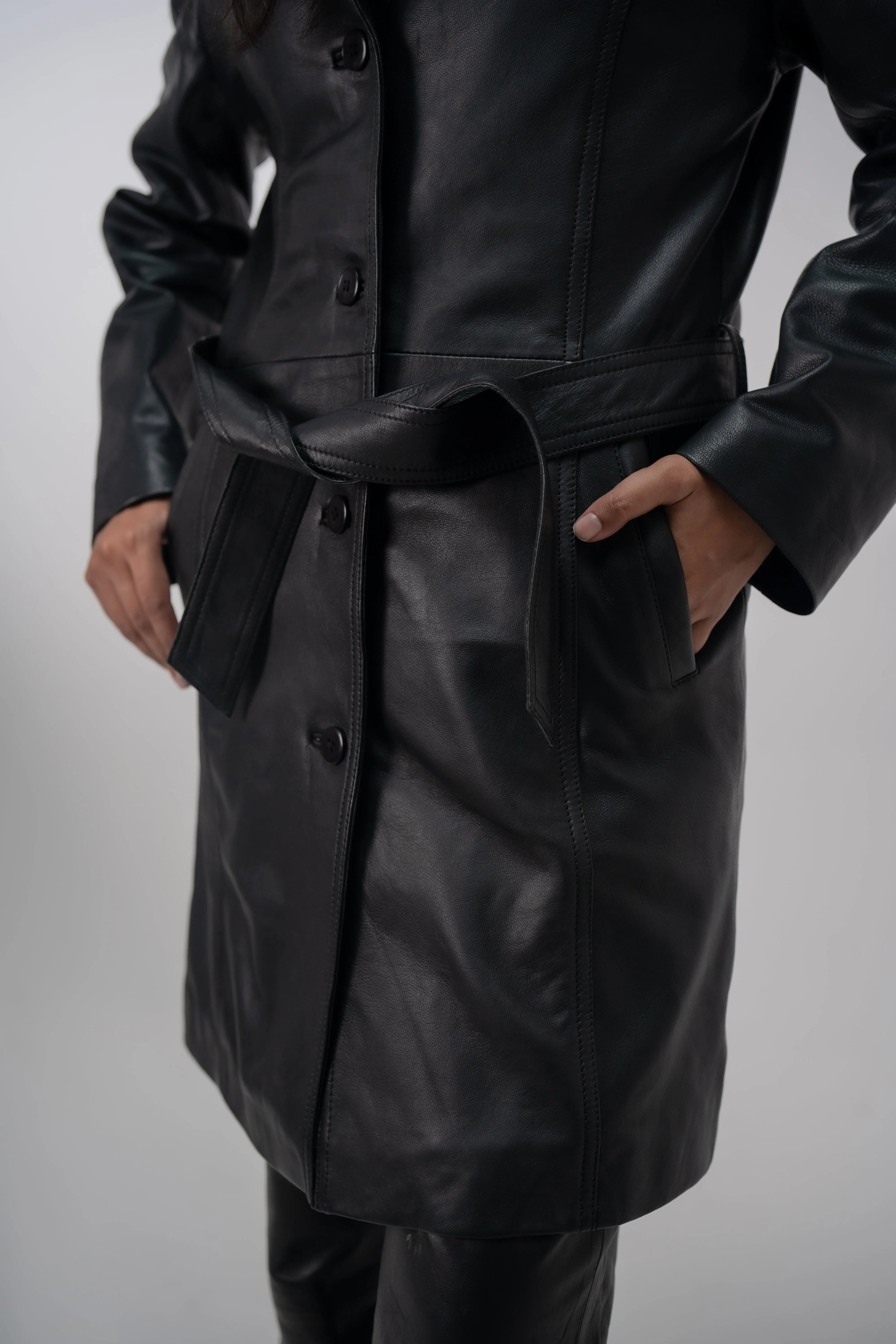 ECLIPSED LEATHER COAT