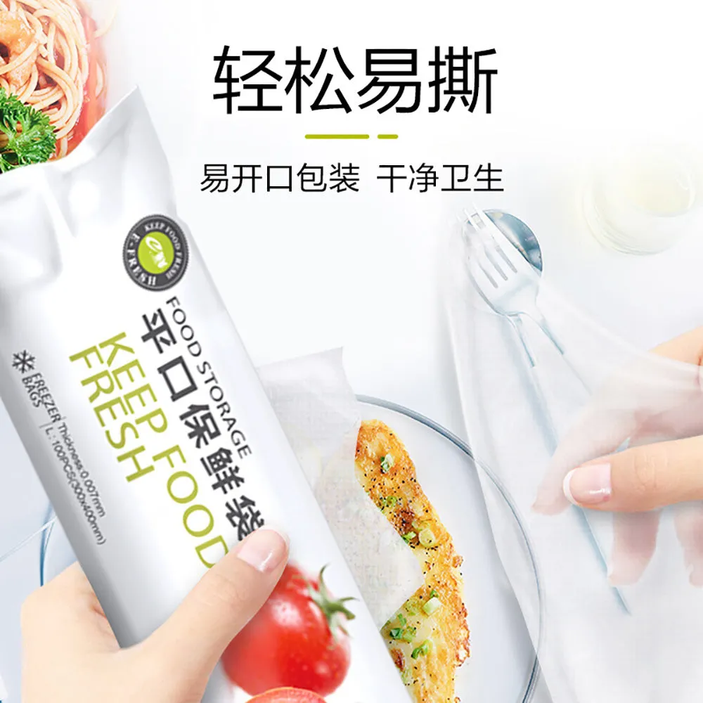 eFresh Flat Mouth Food Storage Bags 25x35cm - 100 Pieces