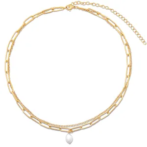 Ellie Vail Water Resistant Jewelry - Renee Double Chain Pearl Choker Necklace