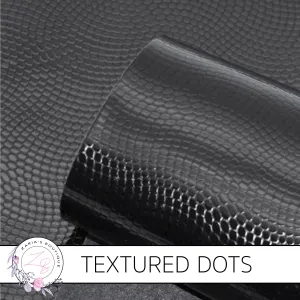 Embossed Faux Leather • Textured Black Dot Design