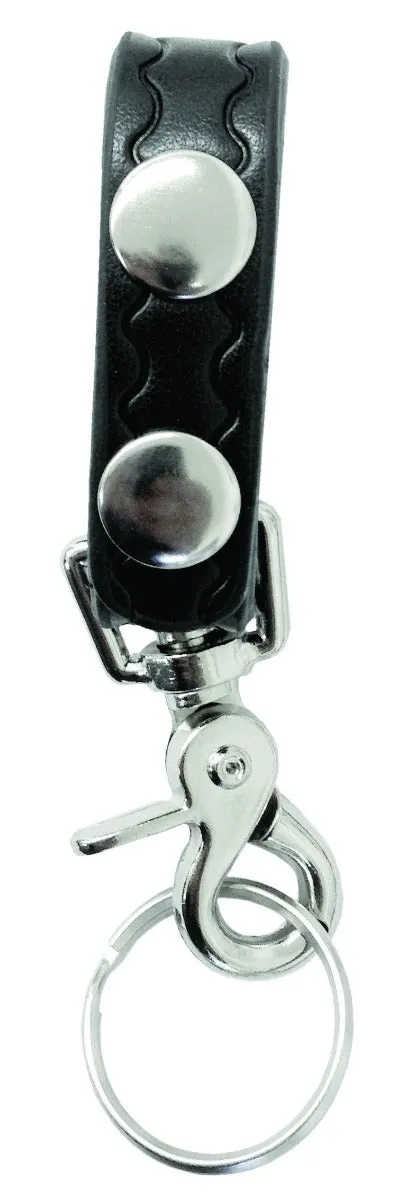 Embossed Leather Double Snap Key Ring Holder