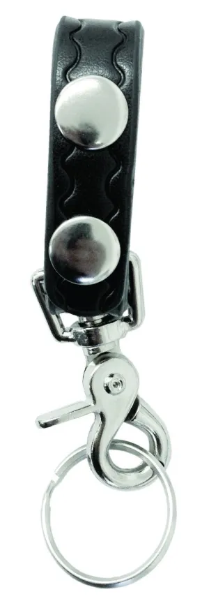 Embossed Leather Double Snap Key Ring Holder