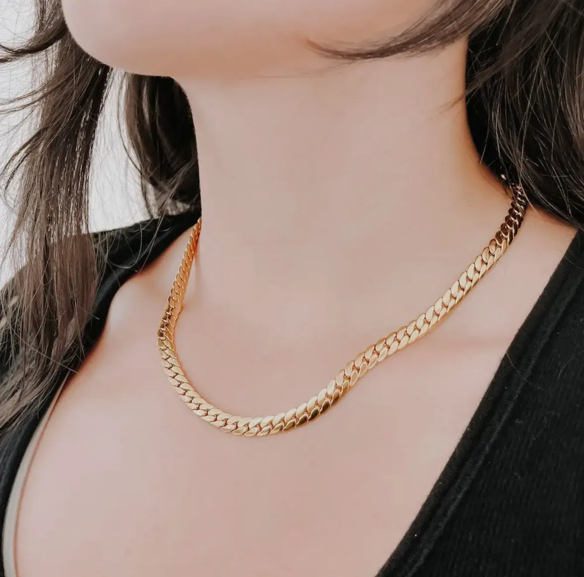 Essential Gold Chain Link Necklace | Water Resistant