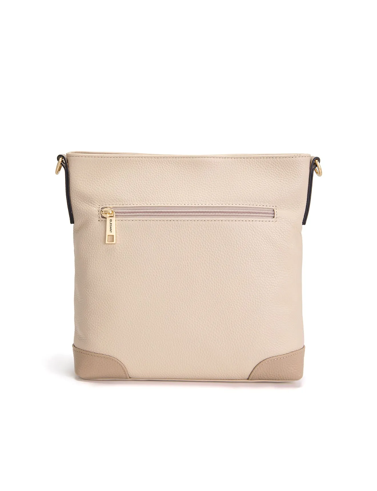 EVIE LEATHER CROSS BODY BAG- 2 TONE- E1-0816B-IVORY/PUTTY