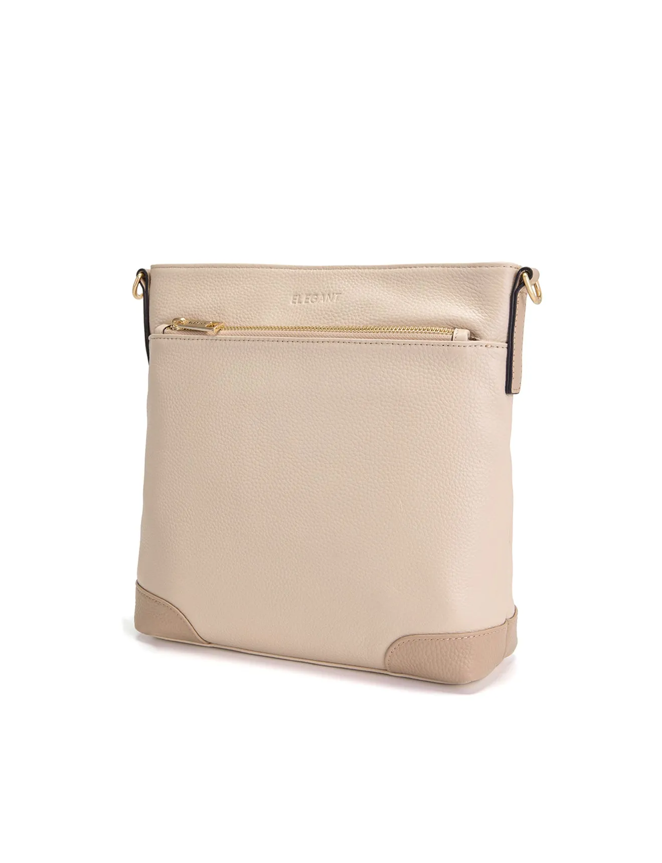 EVIE LEATHER CROSS BODY BAG- 2 TONE- E1-0816B-IVORY/PUTTY